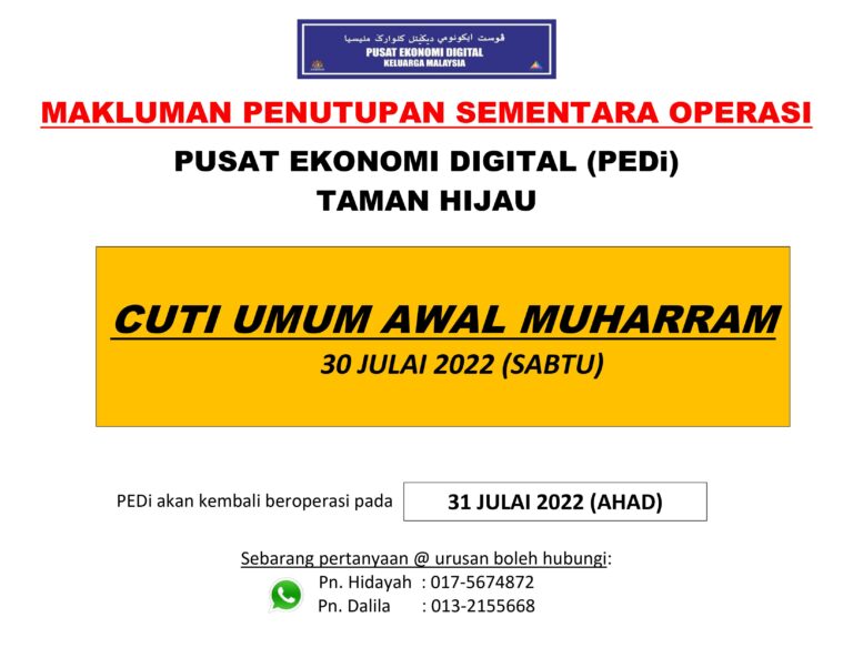 NOTIS TUTUP AWAL MUHARRAM